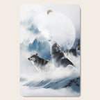 Winter Wolves, Wildlife Wolf Wild Dogs, Snow Full Moon Animals Photography Love Digital Art Cutting Board Gallery Image 1