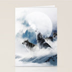 Winter Wolves, Wildlife Wolf Wild Dogs, Snow Full Moon Animals Photography Love Digital Art Stationery Card Gallery Image 2
