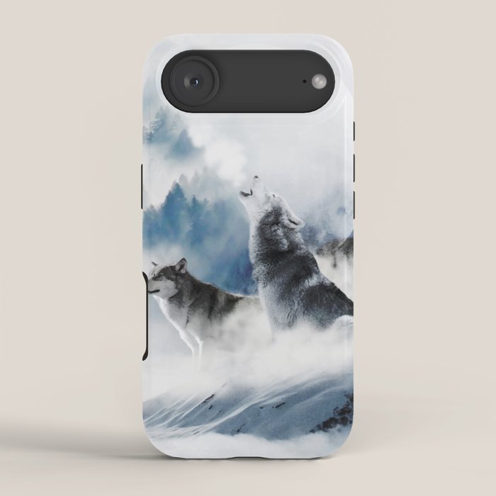 Winter Wolves, Wildlife Wolf Wild Dogs, Snow Full Moon Animals Photography Love Digital Art iPhone Case Gallery Image 2