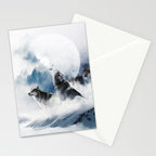 Winter Wolves, Wildlife Wolf Wild Dogs, Snow Full Moon Animals Photography Love Digital Art Stationery Card Gallery Image 2