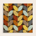 Retro 70s Color Palette Leaf Pattern Wood Wall Art Gallery Image 1