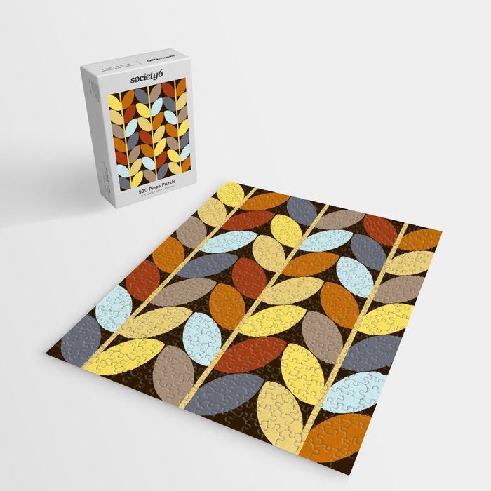 Retro 70s Color Palette Leaf Pattern Jigsaw Puzzle Gallery Image 2