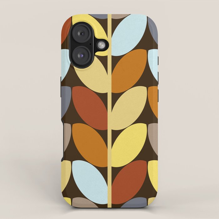 Retro 70s Color Palette Leaf Pattern iPhone Case Gallery Image 1