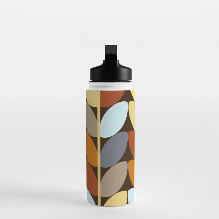 Retro 70s Color Palette Leaf Pattern Water Bottle Gallery Image 3