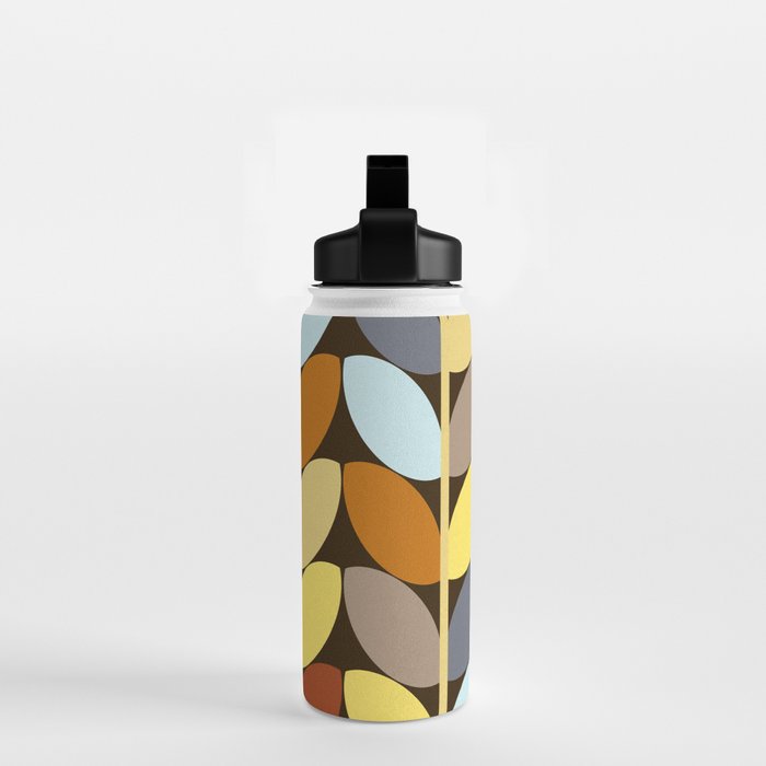 Retro 70s Color Palette Leaf Pattern Water Bottle Gallery Image 2