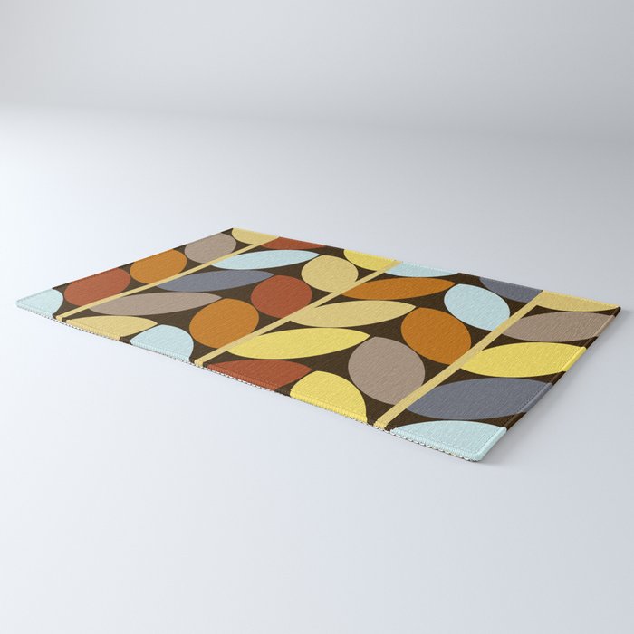 Retro 70s Color Palette Leaf Pattern Rug Gallery Image 3