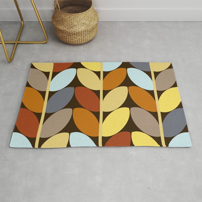 Retro 70s Color Palette Leaf Pattern Rug Gallery Image 1