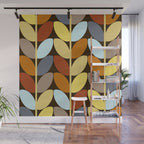 Retro 70s Color Palette Leaf Pattern Wall Mural Gallery Image 1