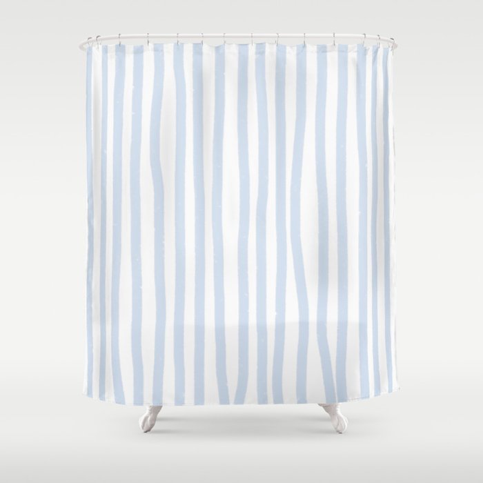 Light Blue Stripes Shower Curtain Gallery Image 1