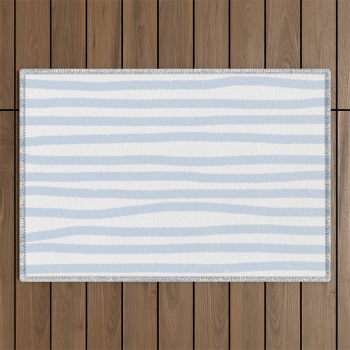 Light Blue Stripes Outdoor Rug Gallery Image 1