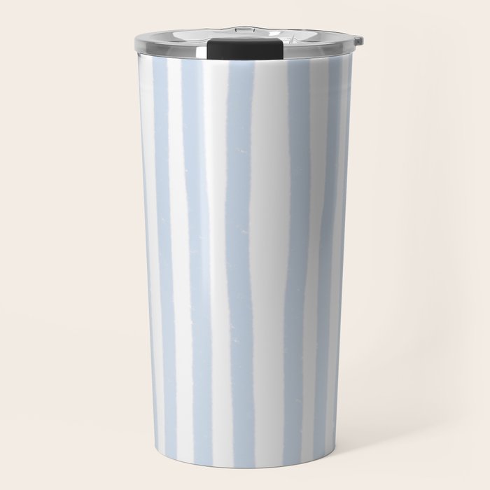 Light Blue Stripes Travel Mug Gallery Image 1