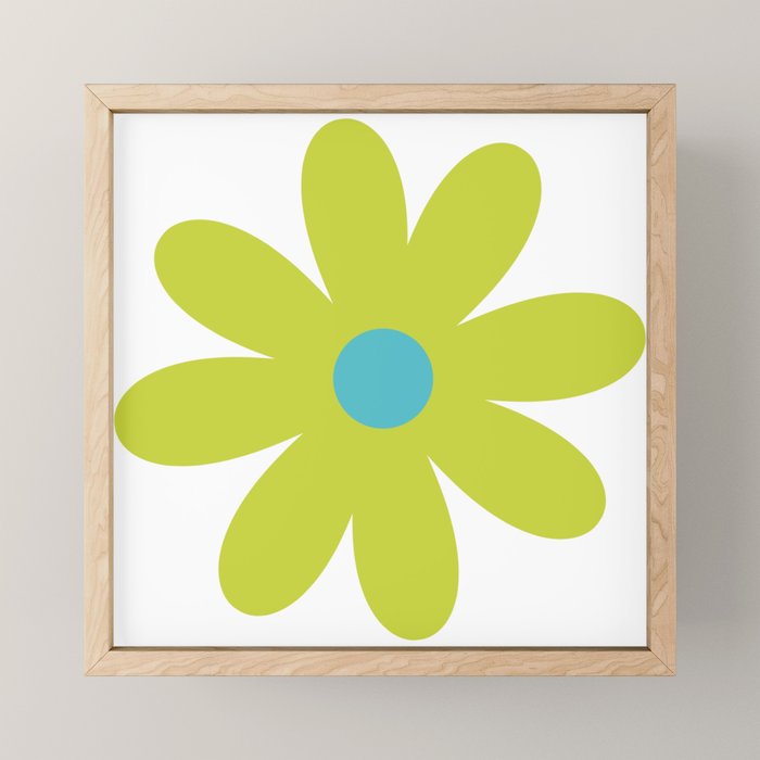 Springtime Flower Single in Lime Green and White Mini Art Print Gallery Image 1