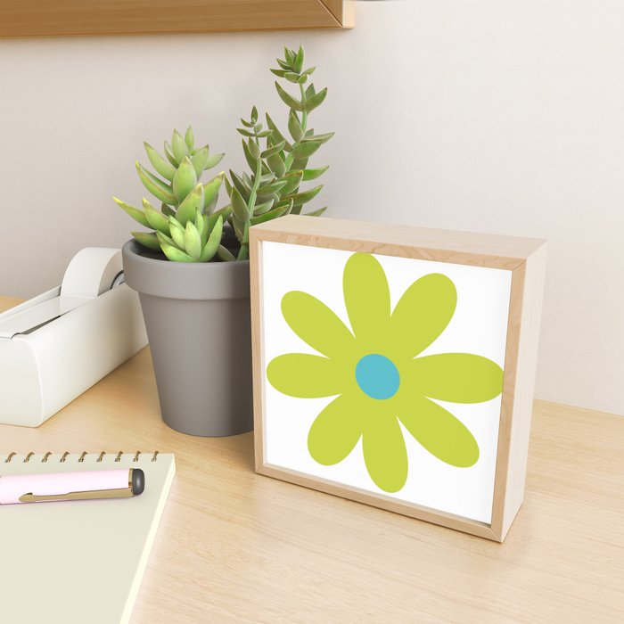 Springtime Flower Single in Lime Green and White Mini Art Print Gallery Image 2