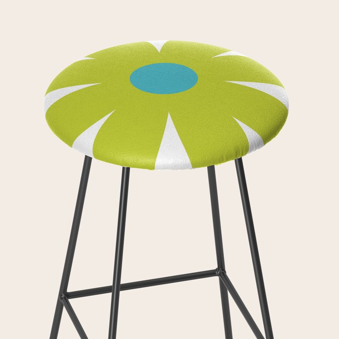 Springtime Flower Single in Lime Green and White Stool Gallery Image 2