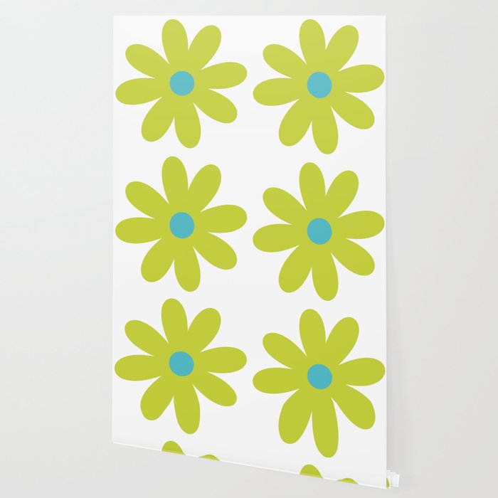 Springtime Flower Single in Lime Green and White Wallpaper Gallery Image 2