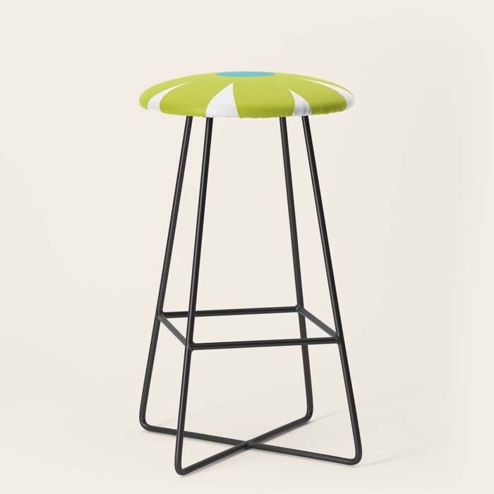Springtime Flower Single in Lime Green and White Stool Gallery Image 1