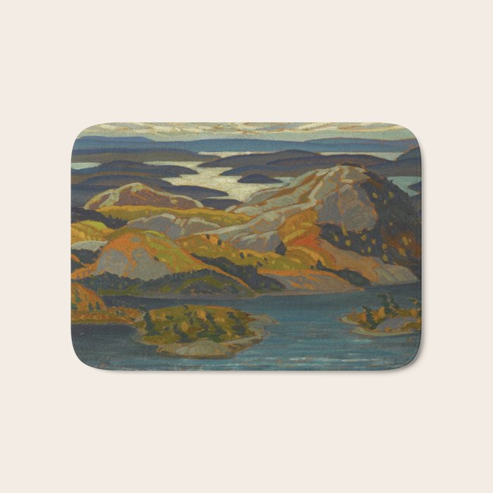 Canadian Landscape Oil Painting Franklin Carmichael Art Nouveau Post-Impressionism Grace Lake 1931 Bath Mat Gallery Image 1