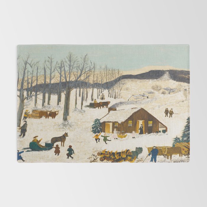 Anna Mary Robertson 'Grandma' Moses Sugaring Off American Folk Art Rug Gallery Image 2