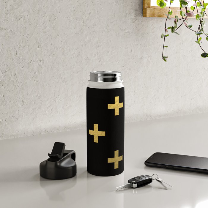 Crosses - gold Water Bottle Gallery Image 4