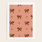 Cute Hair Bows & Stars in Peach & Brown Poster Gallery Image 4