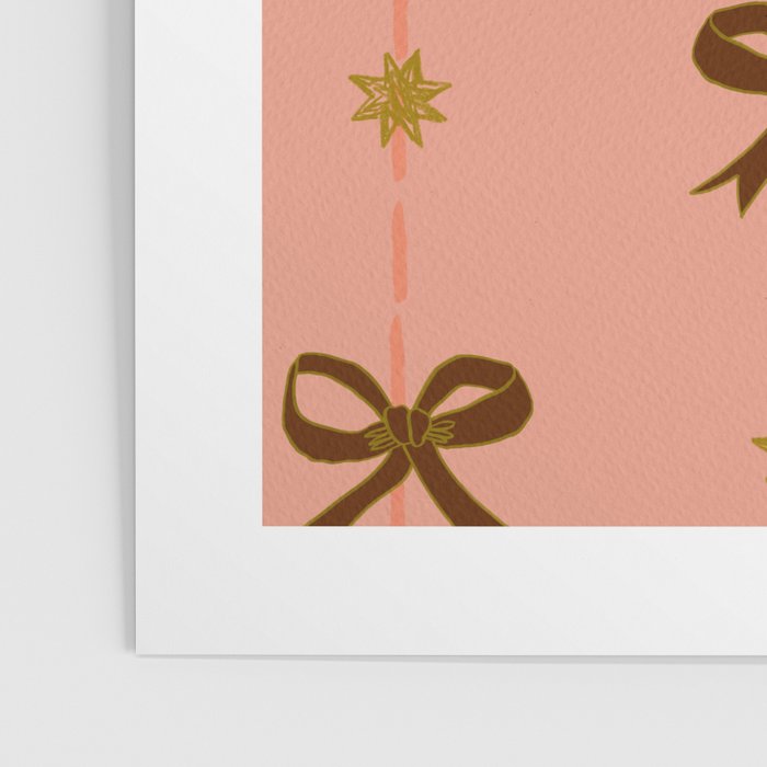 Cute Hair Bows & Stars in Peach & Brown Poster Gallery Image 3