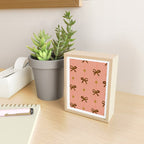 Cute Hair Bows & Stars in Peach & Brown Mini Art Print Gallery Image 2