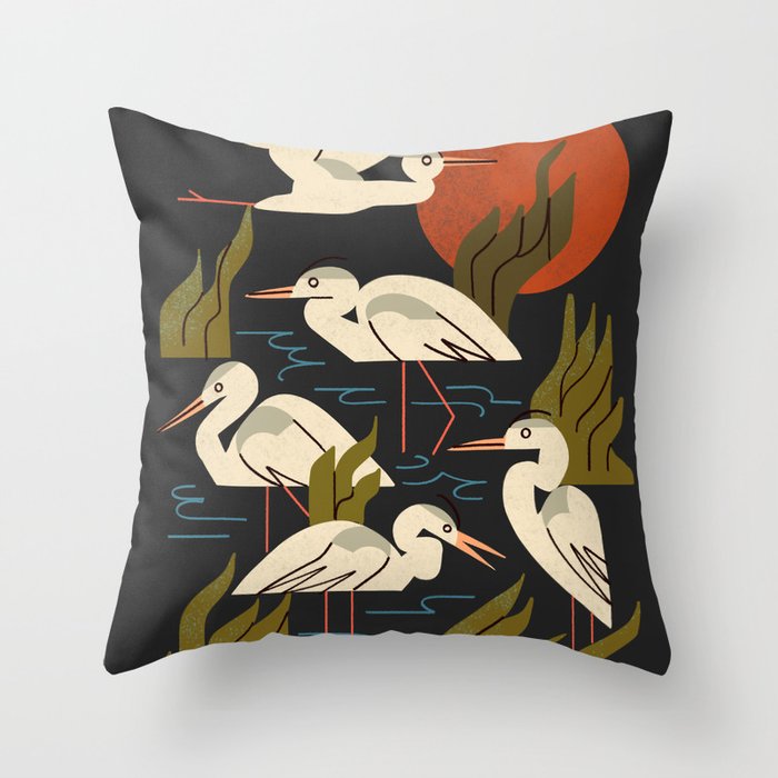 Five Heron Flock Throw Pillow Gallery Image 6