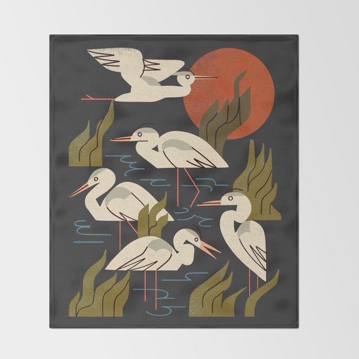 Five Heron Flock Throw Blanket Gallery Image 2