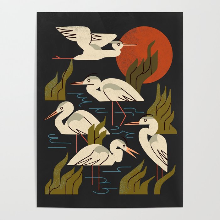 Five Heron Flock Poster Gallery Image 4