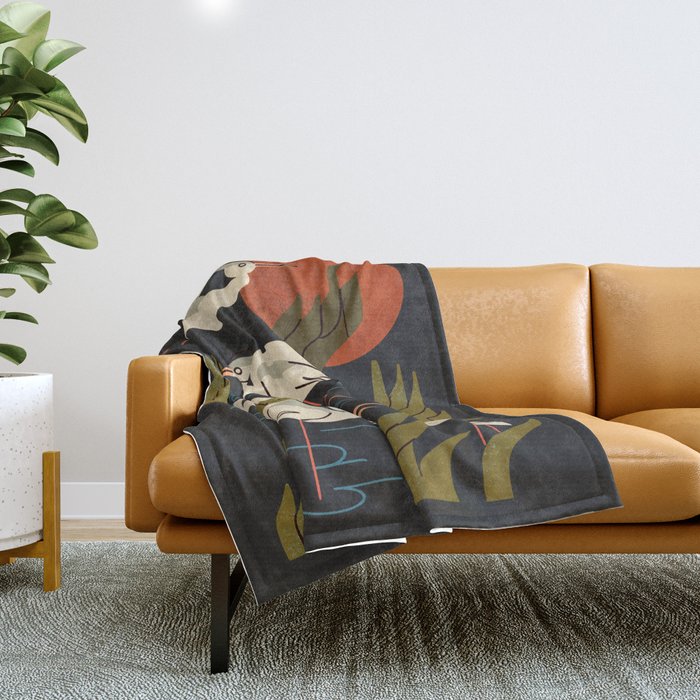 Five Heron Flock Throw Blanket Gallery Image 1