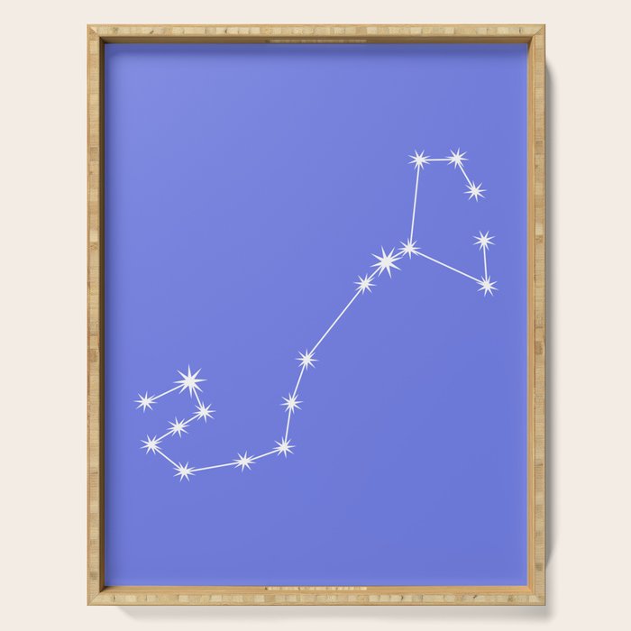 Scorpio Zodiac Star Constellation Line Art Periwinkle Purple Serving Tray Gallery Image 1