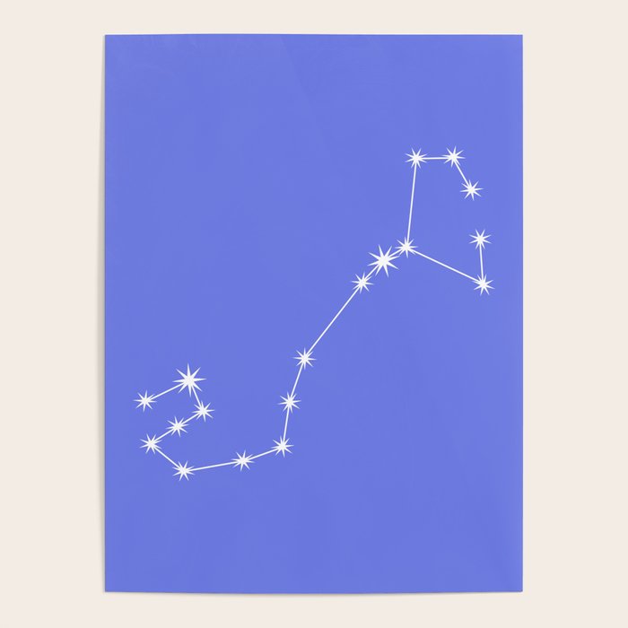 Scorpio Zodiac Star Constellation Line Art Periwinkle Purple Poster Gallery Image 1