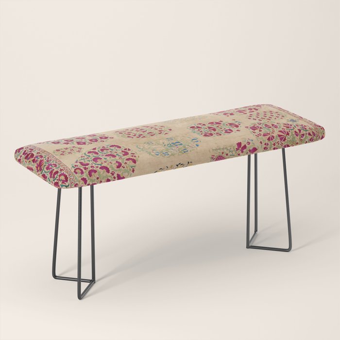 Bokhara Suzani Southwest Uzbekistan Floral Print Bench Gallery Image 1
