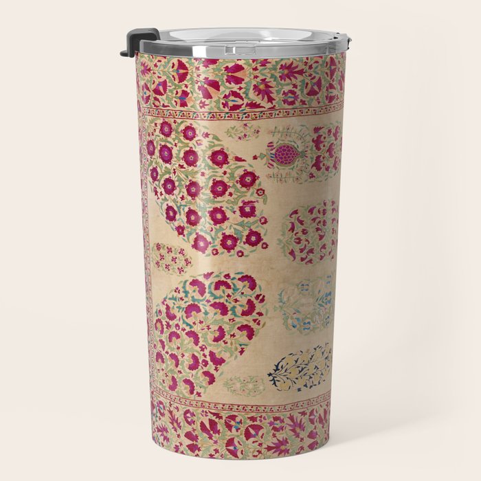 Bokhara Suzani Southwest Uzbekistan Floral Print Travel Mug Gallery Image 3