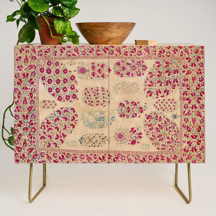 Bokhara Suzani Southwest Uzbekistan Floral Print Credenza Gallery Image 1