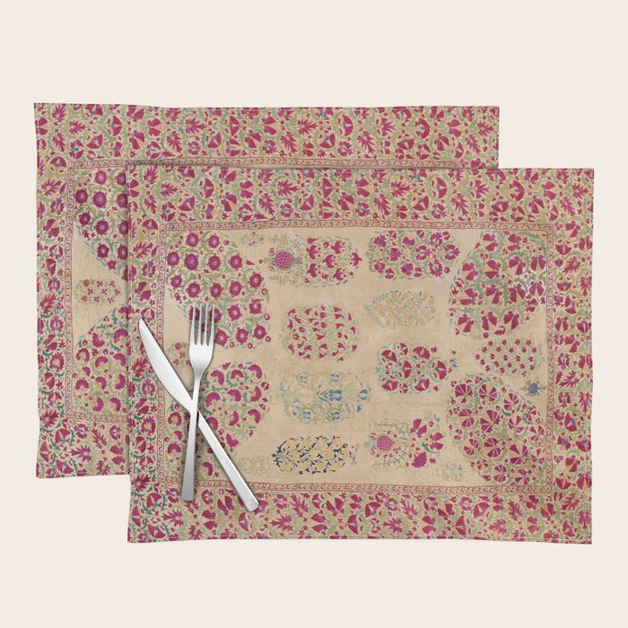 Bokhara Suzani Southwest Uzbekistan Floral Print Placemat Gallery Image 1