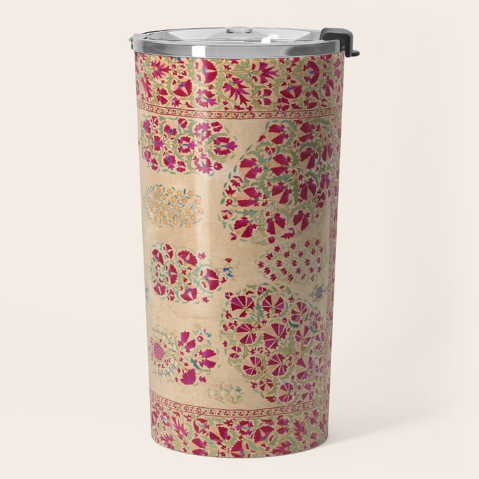Bokhara Suzani Southwest Uzbekistan Floral Print Travel Mug Gallery Image 2