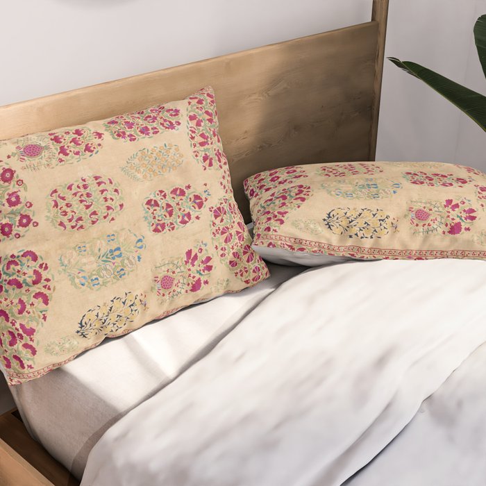 Bokhara Suzani Southwest Uzbekistan Floral Print Pillow Sham Gallery Image 2