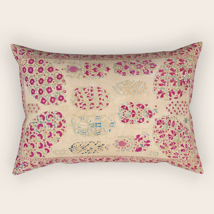 Bokhara Suzani Southwest Uzbekistan Floral Print Rectangular Pillow Gallery Image 1