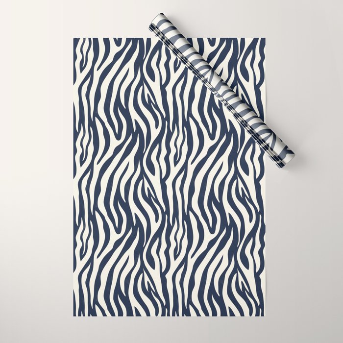 Zebra Stripes In Midnight Blue Wrapping Paper Gallery Image 1