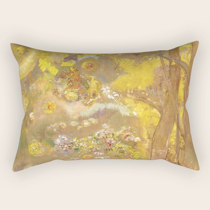 Odilon Redon "Trees on a yellow Background" Rectangular Pillow Gallery Image 1