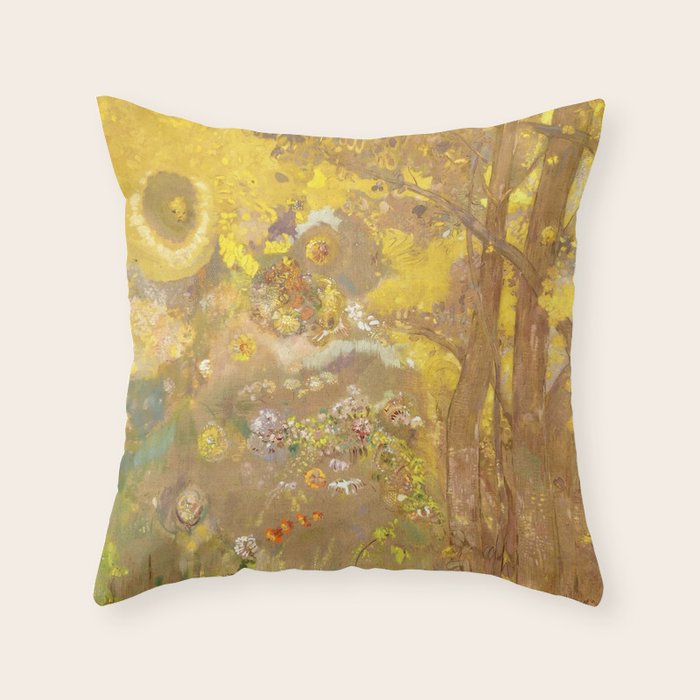 Odilon Redon "Trees on a yellow Background" Throw Pillow Gallery Image 6