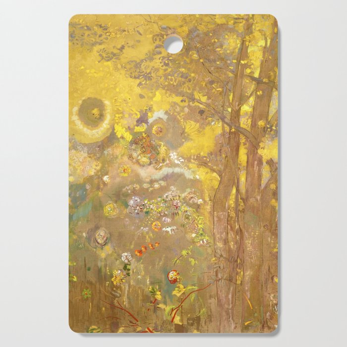 Odilon Redon "Trees on a yellow Background" Cutting Board Gallery Image 1