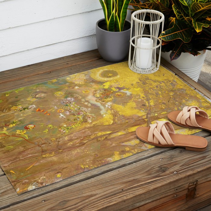 Odilon Redon "Trees on a yellow Background" Outdoor Rug Gallery Image 2