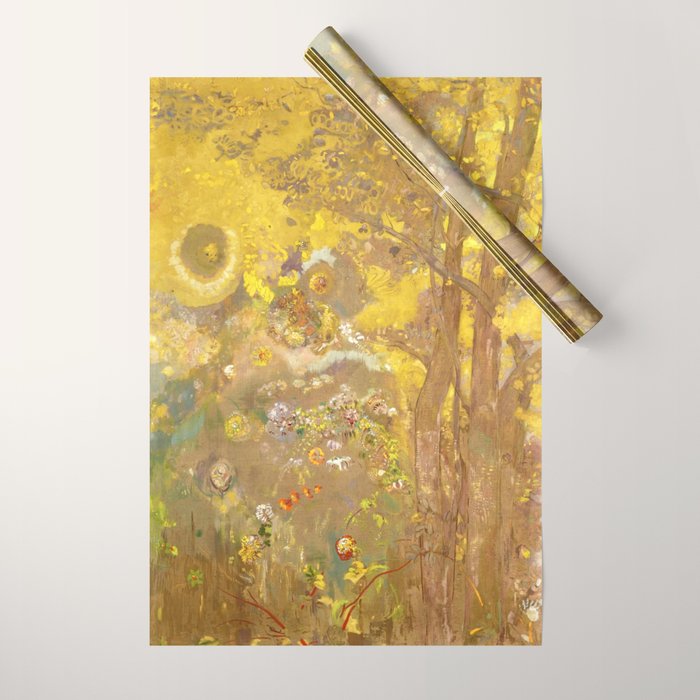 Odilon Redon "Trees on a yellow Background" Wrapping Paper Gallery Image 1