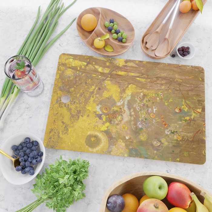 Odilon Redon "Trees on a yellow Background" Cutting Board Gallery Image 2