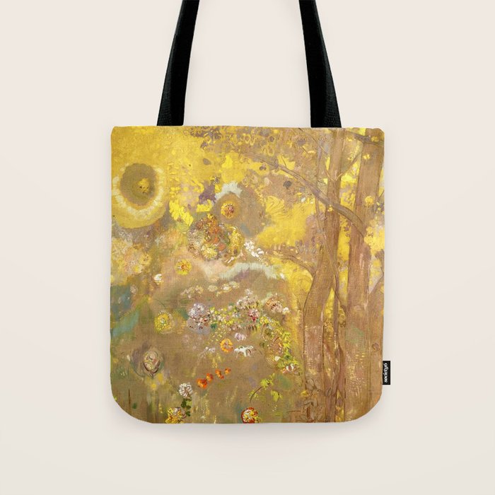 Odilon Redon "Trees on a yellow Background" Tote Bag Gallery Image 1