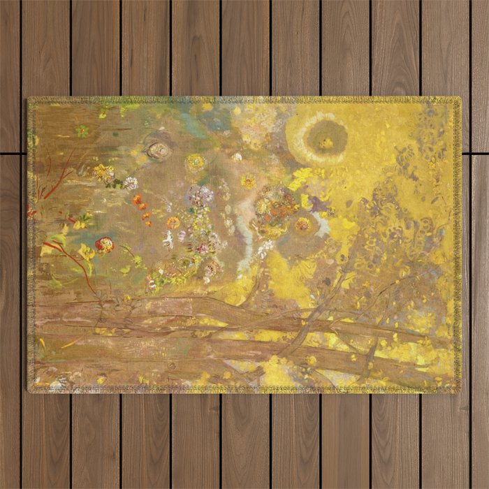 Odilon Redon "Trees on a yellow Background" Outdoor Rug Gallery Image 1