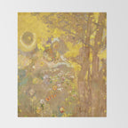 Odilon Redon "Trees on a yellow Background" Throw Blanket Gallery Image 2