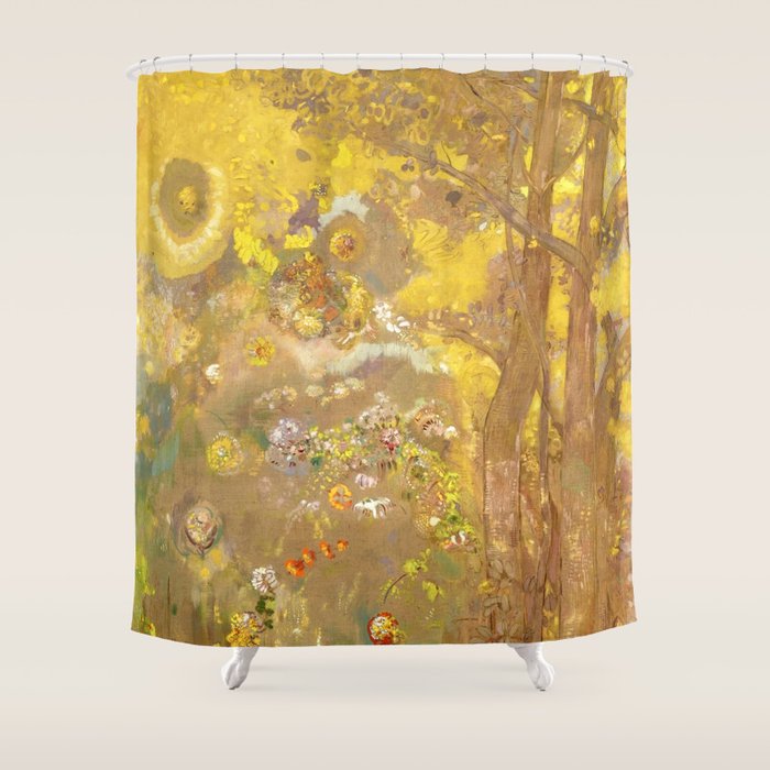 Odilon Redon "Trees on a yellow Background" Shower Curtain Gallery Image 1